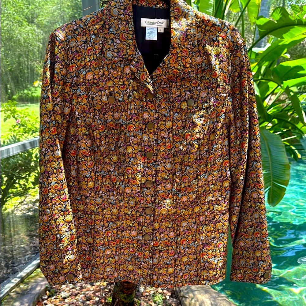 Coldwater Creek Orange Brown Multicolor Jacket Size L